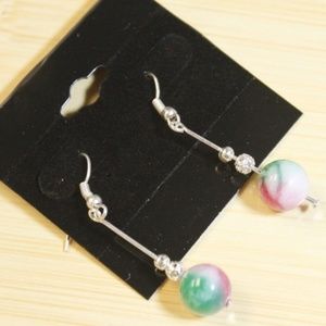 Gorgeous Watermelon Jade Earrings Sterling Silver.